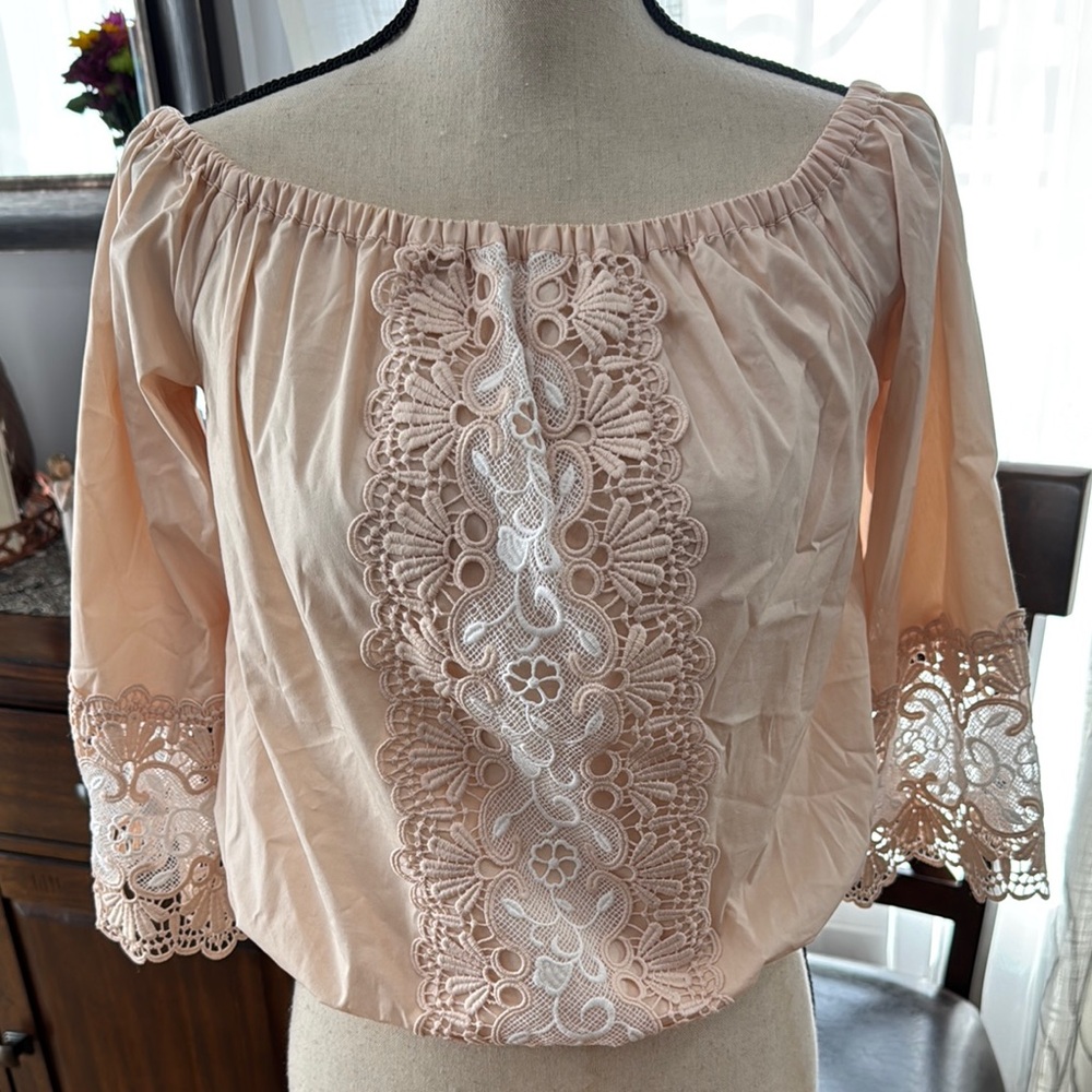 Peach Embellished Crop Blouse  Blouses Sleeves